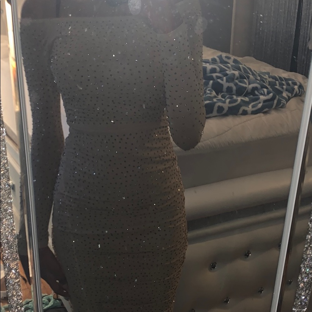 Off the shoulder body con dress